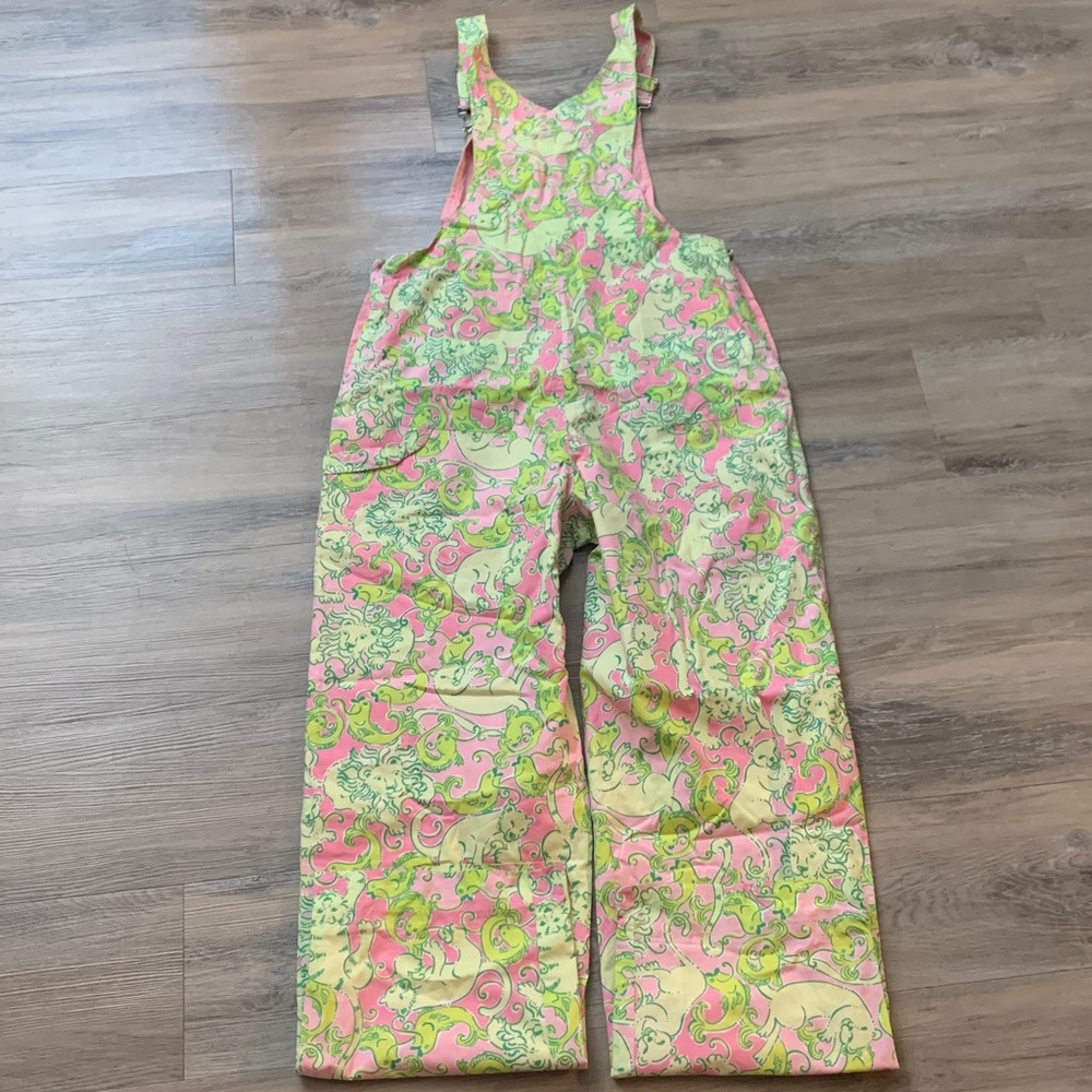 Lilly Pulitzer Vibrant Pink and Green Lion and Fish Overalls Size 6 - Picture 8 of 13